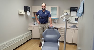 Dr Grimm in dental room